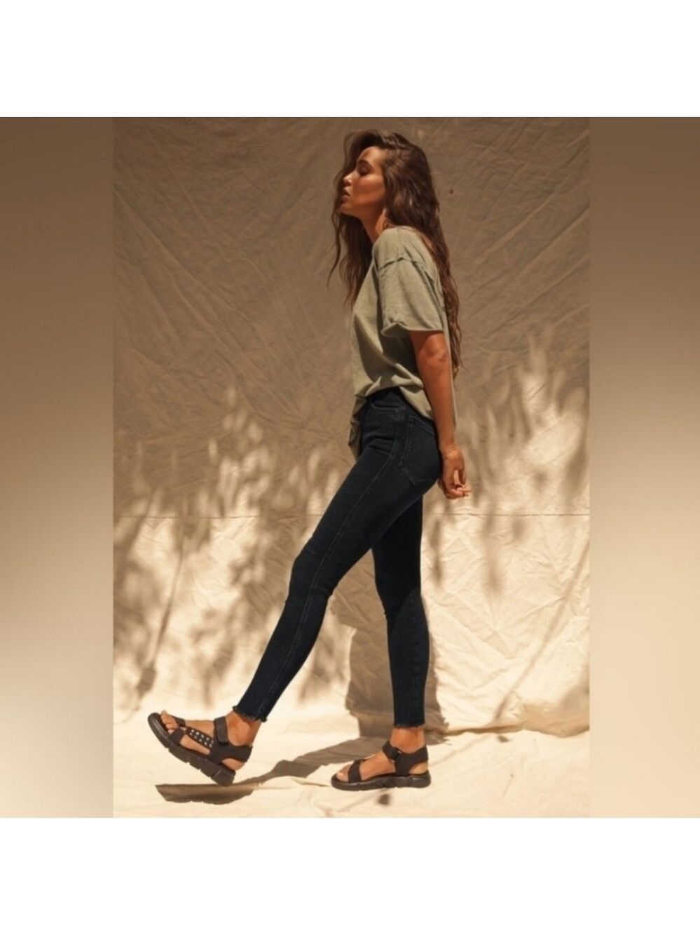 Free People Cropped Raw Hem Jeans